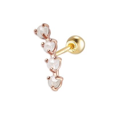 [Dorocy] 14K Curving Gray Rough Diamond Piercing_1 Piece
