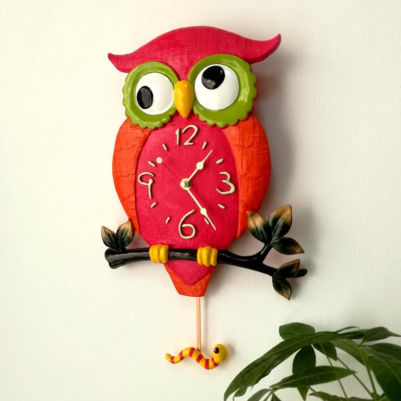 Creative Owl Wall Clocks Living Room Noctilucent Wall Watch Bedroom Silent Pendulum Clock Modern Home Decoration Accessories