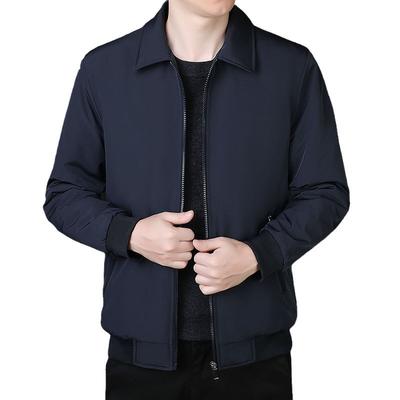 Autumn and Winter Thickened Velvet Men's Cotton Coat Warm Cotton Casual Jacket Middle-aged and Elderly Dad Lapel Jacket