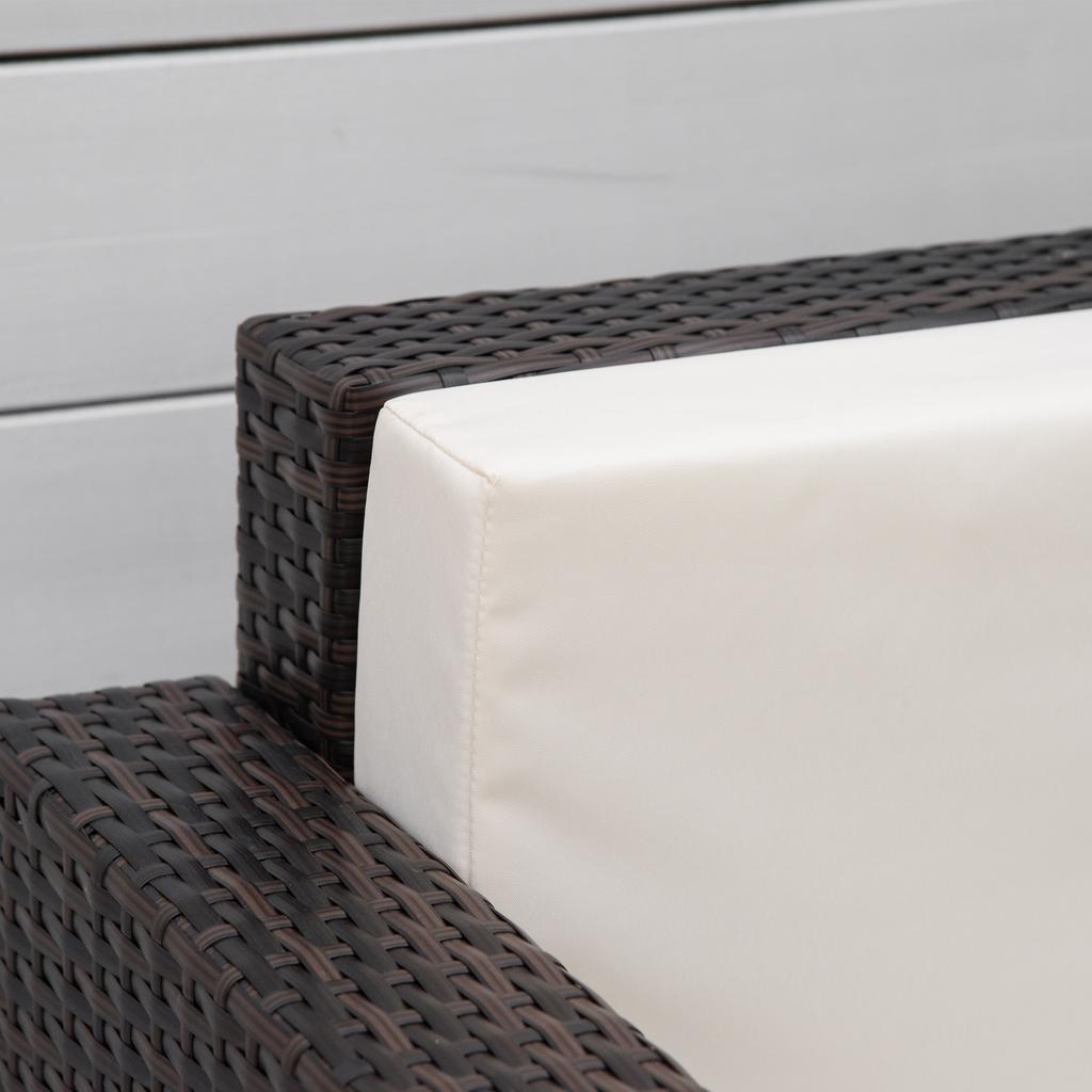 Single Seater Rattan Chair, PE Wicker Garden Armchair with 10 cm Thickened Cushion, All-Weather Rattan Garden Chair with Armrests, Brown