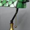 Stained Glass Table Lamp, Vintage Lamp with Green Handmade Shade, Metal Base, Antique Bedside Lamp for Bedroom Living Room Home Decoration