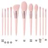 11-Piece Pink Makeup Brush Set: Eyeshadow, Contour, and Powder Brushes