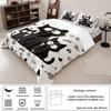 3pc Black Cat Printed Bedding Set with Coreless Soft and Comfortable Multi Size Machine Washable 1 Duvet Cover+2 Pillowcases