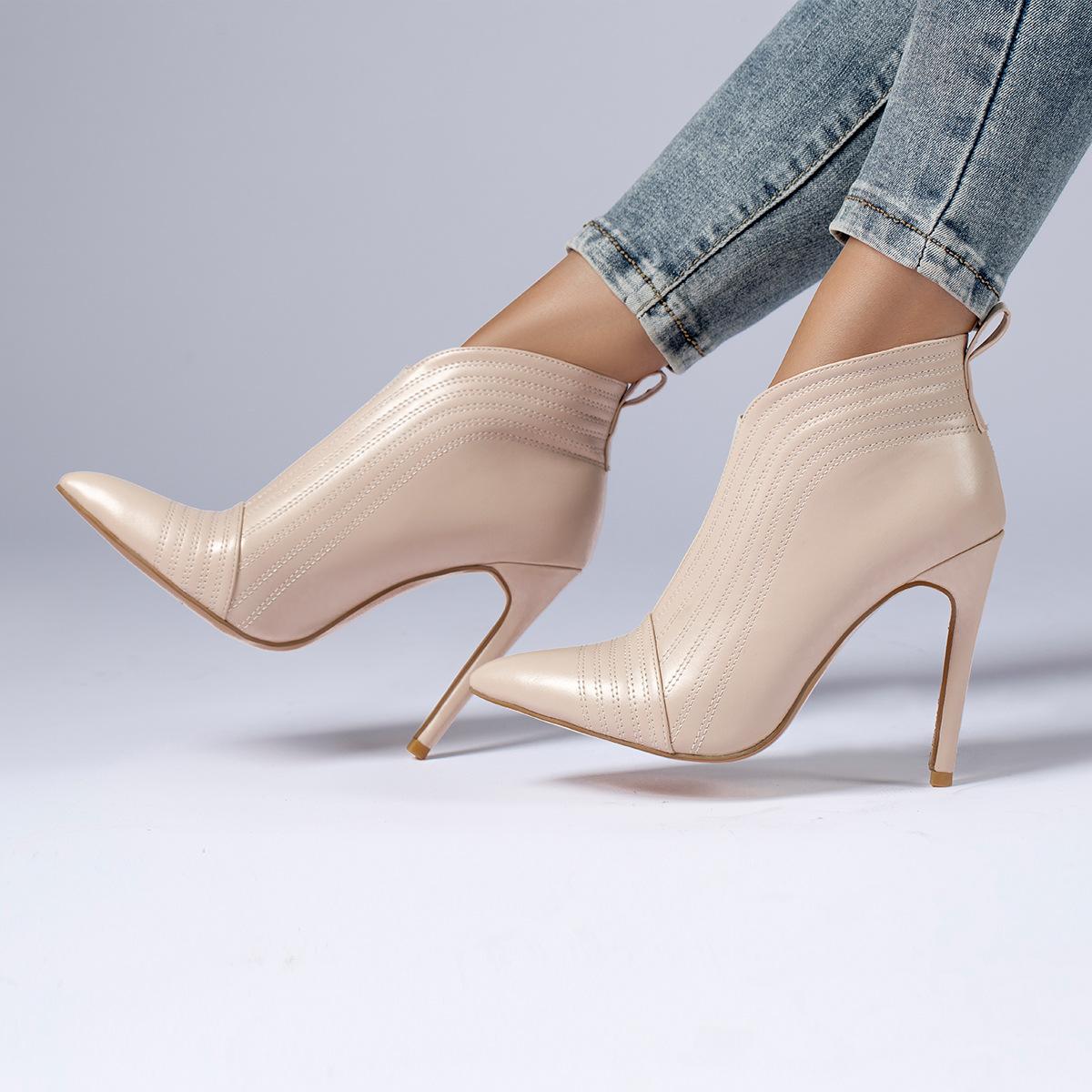 

2025 Autumn New Large Elastic Mouth Thin Heel Short Boots 41