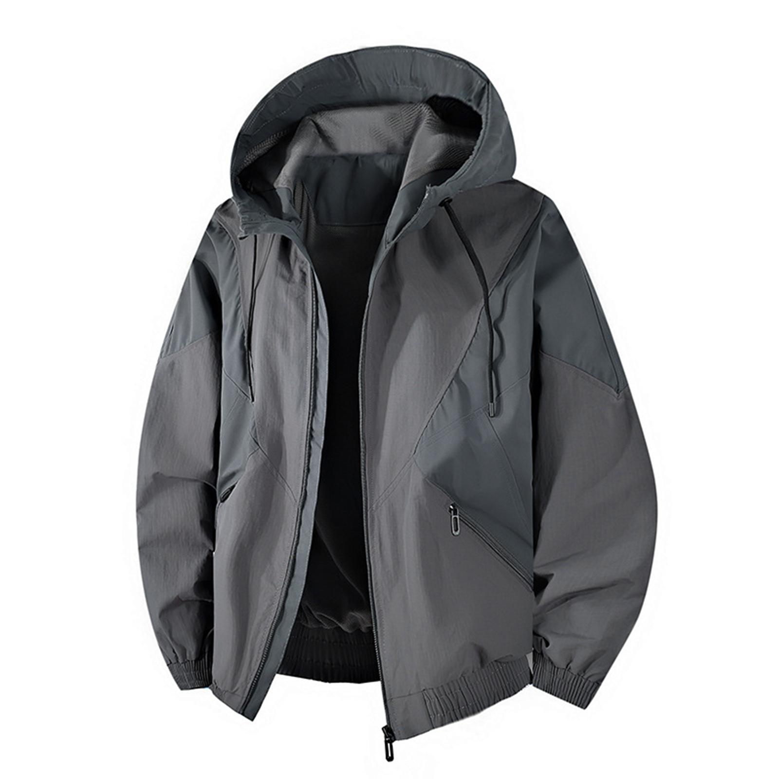 

Мужская повседневная рабочая куртка с капюшоном, цветная куртка с карманом на молнии, водонепроницаемая и ветрозащитная пуховая куртка XXXL