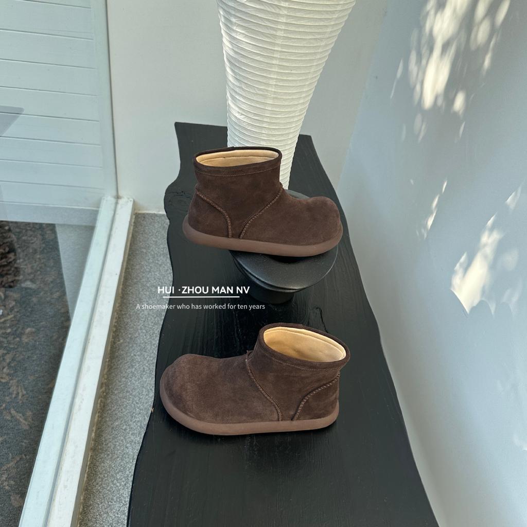 Cowhide Version Platform Birkenstock Short Boots Women's Autumn and Winter 2025 New Retro Lazy Wind One-pedal Bread Shoes Short Boots