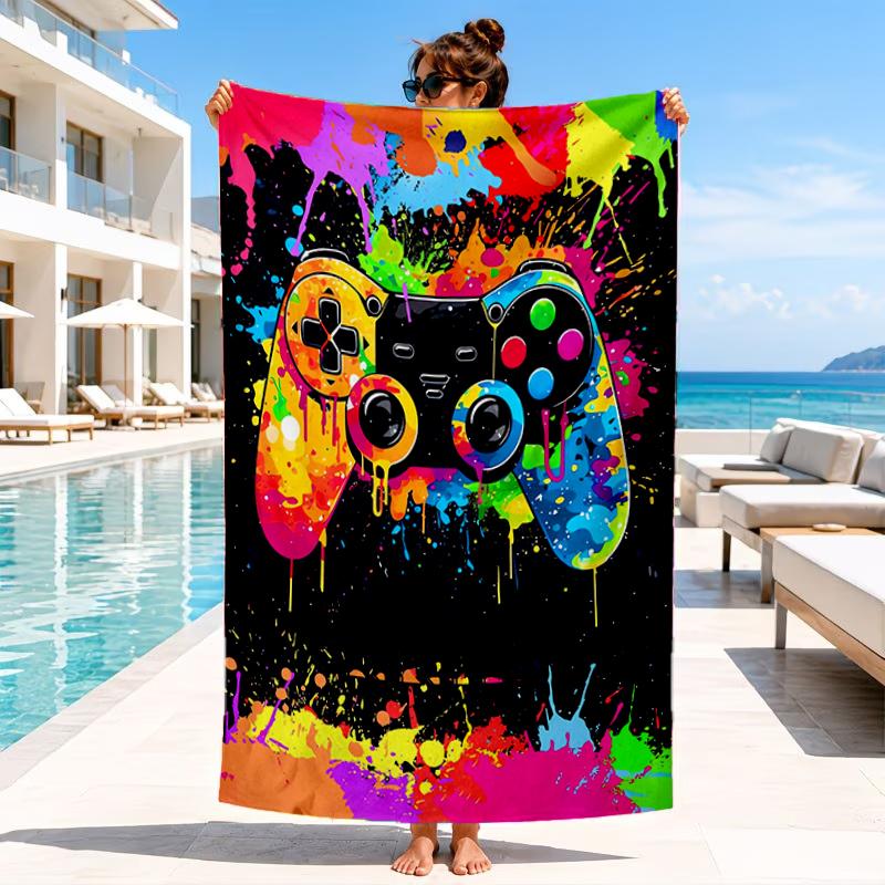 Colorful Gaming Controller Beach Towel, Microfiber Beach Towel, Perfect For Pool, Beach, Travel, Home Decor Beach Party Fan Gifts