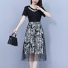 Elegant Mesh Embroidered V-Neck A-Line Midi Dress