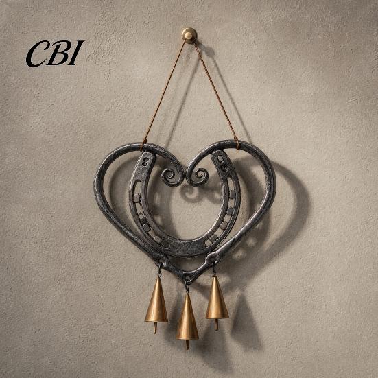 Atmospheric Outdoor Pendant Vintage Metal Heart Shape Wind Chimes Pendant, Retro Distressed Love Three Bells Sweet Tone Garden Chimes, Waterproof