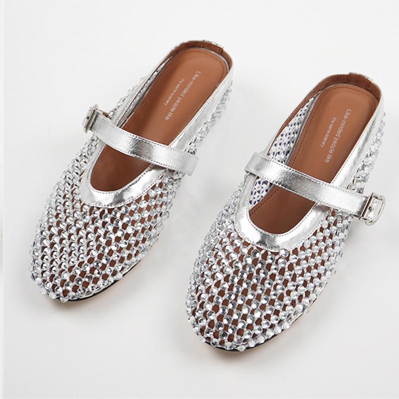 Fashion 2024 New Summer Slippers Round Toe Fashion Hollow Out Sandals Shoes for Women Zapatos De Mujer Ladies Shoes Mesh Mules