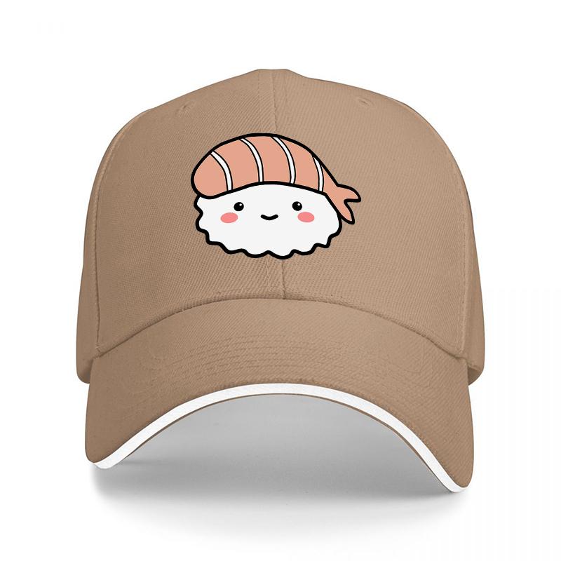 Cute Sushi Character Baseball Cap Black Hat with Adorable Kawaii Design for Food Lovers and Fashion Enthusiasts