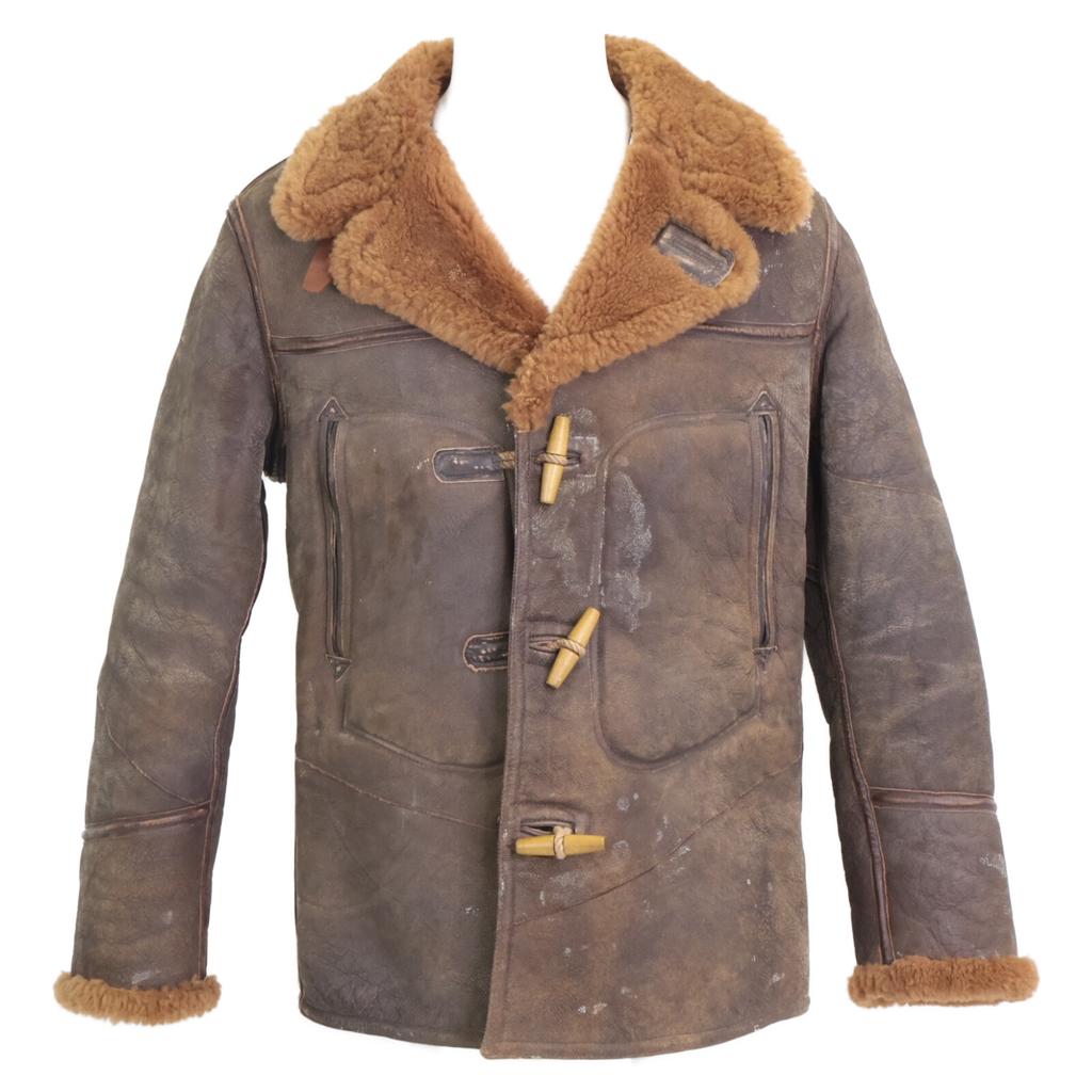 RRL Domestic Genuine Shearling Toggle Mouton Leather Coat M BrownUsed