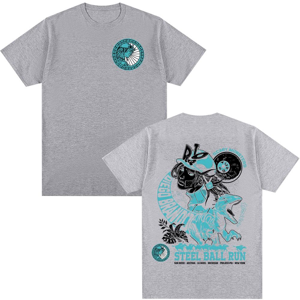 Anime Jojo Bizarre Adventure Tshirt STEEL BALL RUN Diego Brando Unisexga Graphic Tshirts Unisex Women Cotton Casual Tshirt 4XL