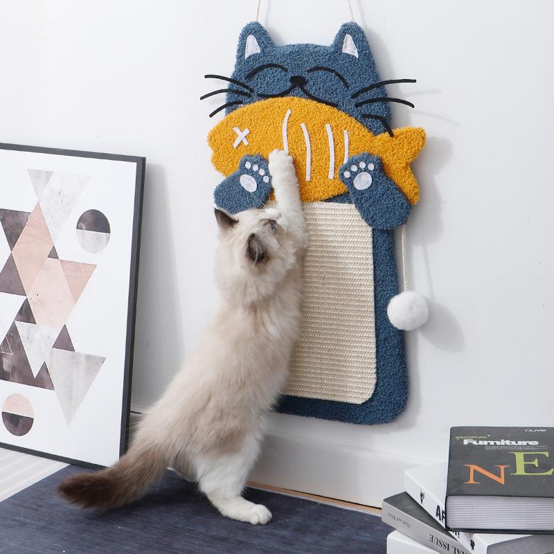 Large Vertical Sisal Cat Scratching Board & Climbing Frame with Integrated Cat Bed and Kitten Toy