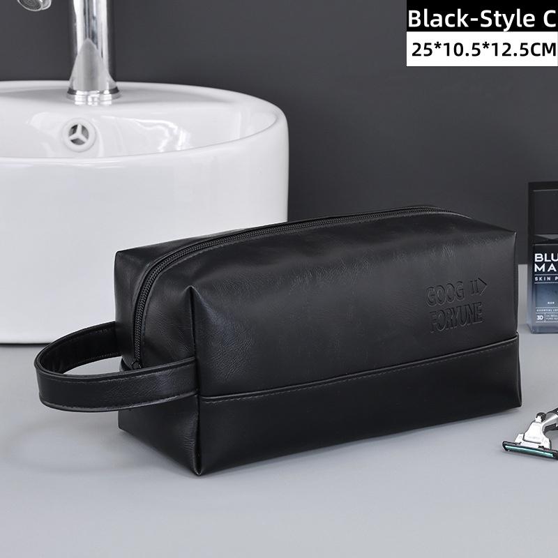 

New Large Capacity Man Woman Handbag PU Leather Material Portable Handbag Makeup Pouch Travel Wash Bag Vintage