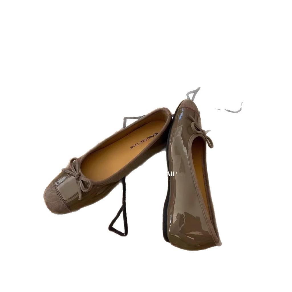 French Gentle Soft-soled Single Shoes Fairy Shoes Spring and Summer Retro Evening Breeze Bow Ladyshoes Flat Shoes Ballet Shoes