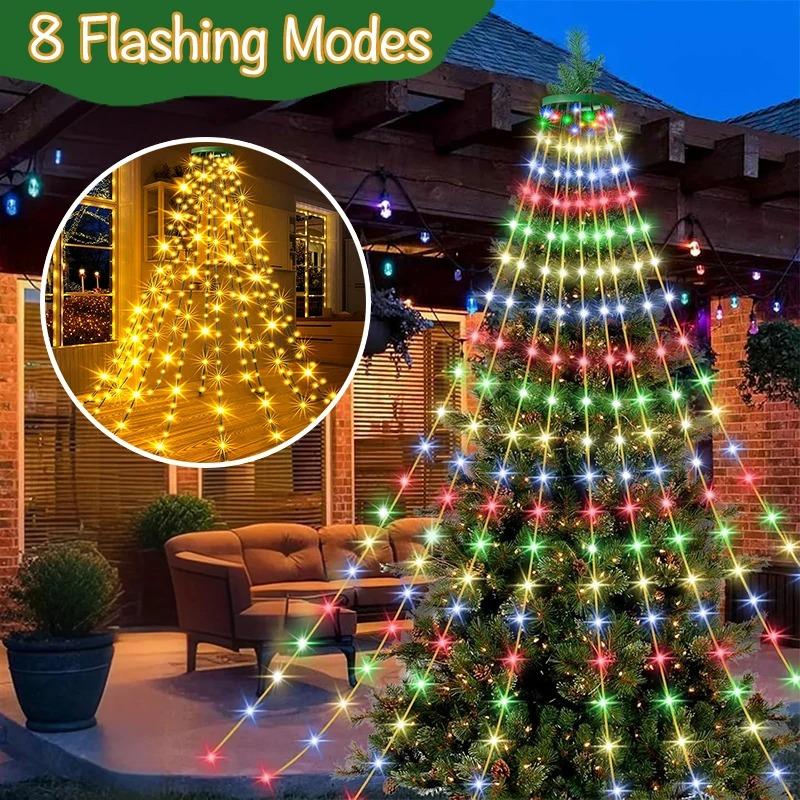 280/400L LED String Light Christmas Tree Waterfall Warm White & Colorful String Lights For Home Party Christmas Holiday Ambient Indoor Lights Decor