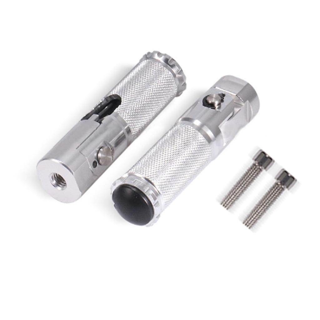 SZYUMO Universal Motorcycle 8mm Foot Pedal CNC Aluminum Alloy Round Folding Pedal Return Accessory Silver