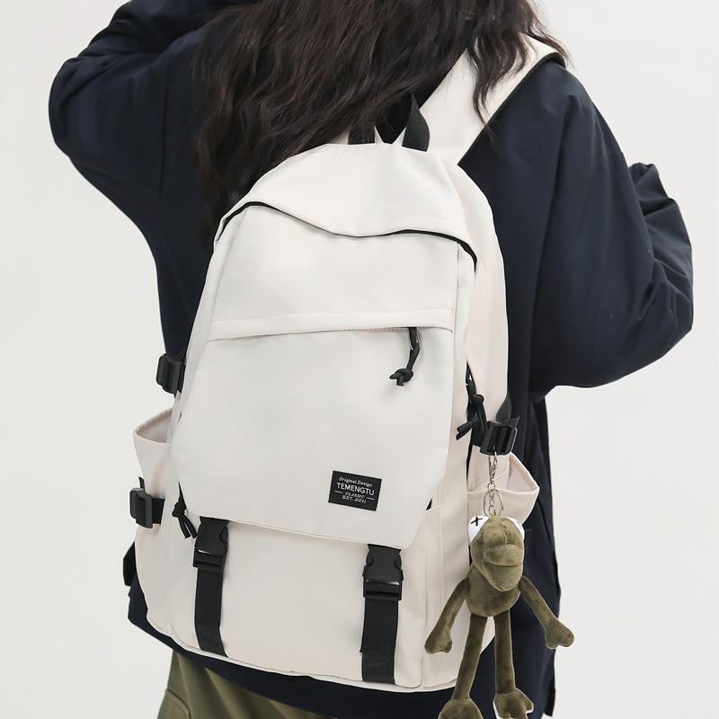 Male Solid Color Backpack Female Large Capacity Travel Backpack Junior High School Student Schoolbag