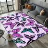 Crystal Velvet Butterfly Printed Area Rug for Bedroom, Living Room, Home Decor, Non-Slip Carpet Mat for Bedside