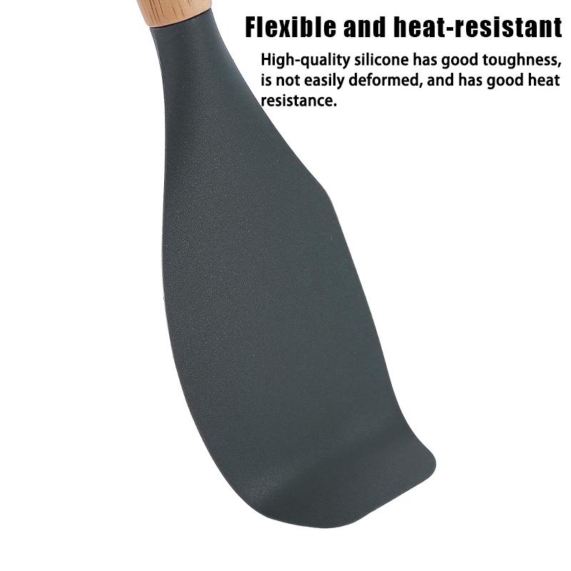 Conjunto de 12 Utensílios de Cozinha com Cabo de Madeira, Silicone Resistente ao Calor, Anti-riscos e Livre de BPA