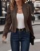 Retro Suede Double-Breasted Jacket with Decorative Buttons