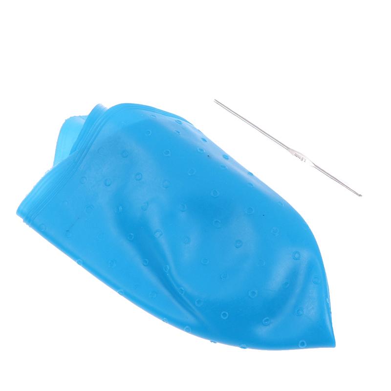 Capuchon de mèches de cheveux en Silicone bleu, avec aiguille, capuchon de coloration, outils de coiffure