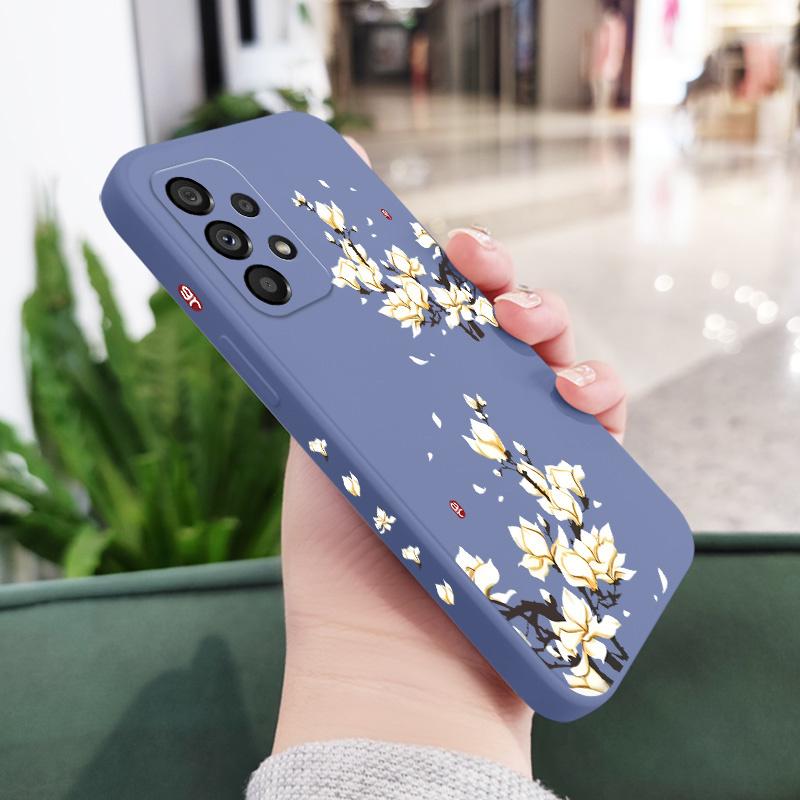 Golden Petal Flower Case For Samsung Galaxy A73 A53 A33 A23 A13 A03 A72 A52 A52S A32 A22 A12 A02 A02S A71 A51 A31 A21S 4G 5G Cov