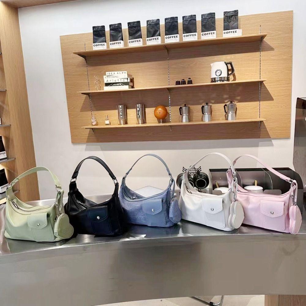 

Zippered Handbag Solid Color Underarm bag Elegant Shoulder Bag белый