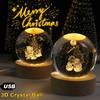 3D Crystal Ball Night Light with Santa Claus Scene USB Powered Glass Lamp Wooden Base Christmas Gift Home Decor for Kids Bedroom