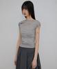 Peulleeoeob Asymmetrical Draped Roll-Up T-Shirt (Fl-165_Gray)