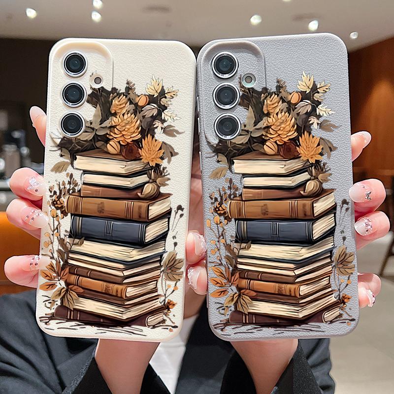 Cartoon Books Pattern Case For Samsung Galaxy S24 S25 Ultra Edge S23 Plus S22 S21 FE A34 A54 A15 A35 A55 A16 A26 A36 A56 5G Capa