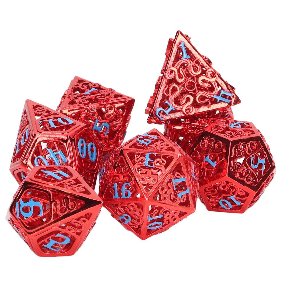7pcs Brass Hollow Dice Party Board Game Funny Bright Color Polyhedral Dice for Role Playing Game
