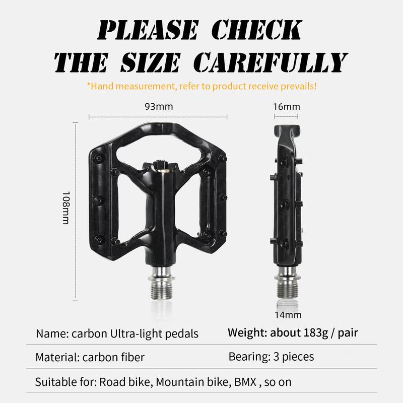Mountain Bike Ultra-Light Carbon Fibre Flat Pedals Downhill Non-Slip Design Bearing System Bicycle Pedals Bike Lightweight Pedal