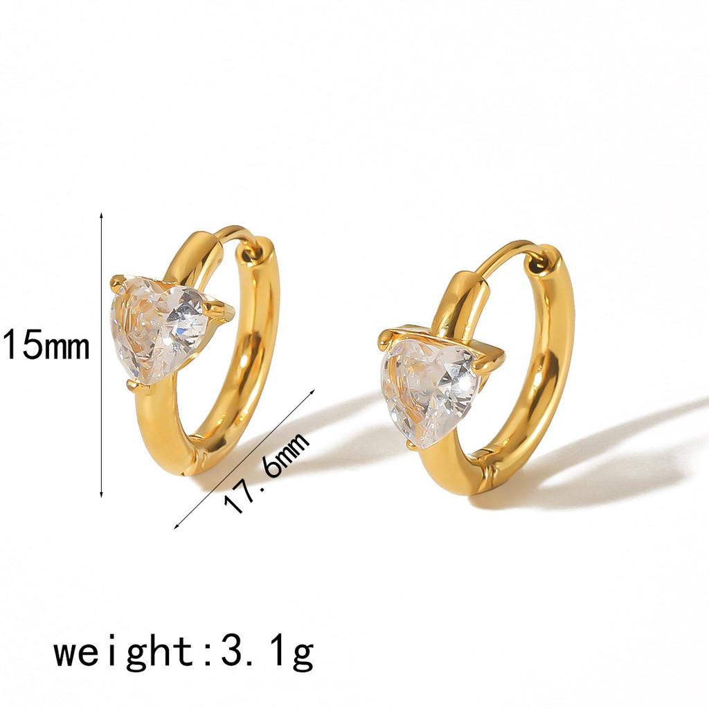 Элегантные круглые серьги-кольца из нержавеющей стали с цирконами для женских модных аксессуаров StyleA