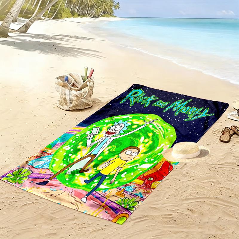 Morty Rick Print Beach Towel, Large Soft Quick Dry Towel for Beach Camping Swimming