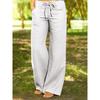 Women's Cotton and Linen Loose Solid Color Elastic Waist Pocket Straight High Waist Strap Solid Color Casual Pants