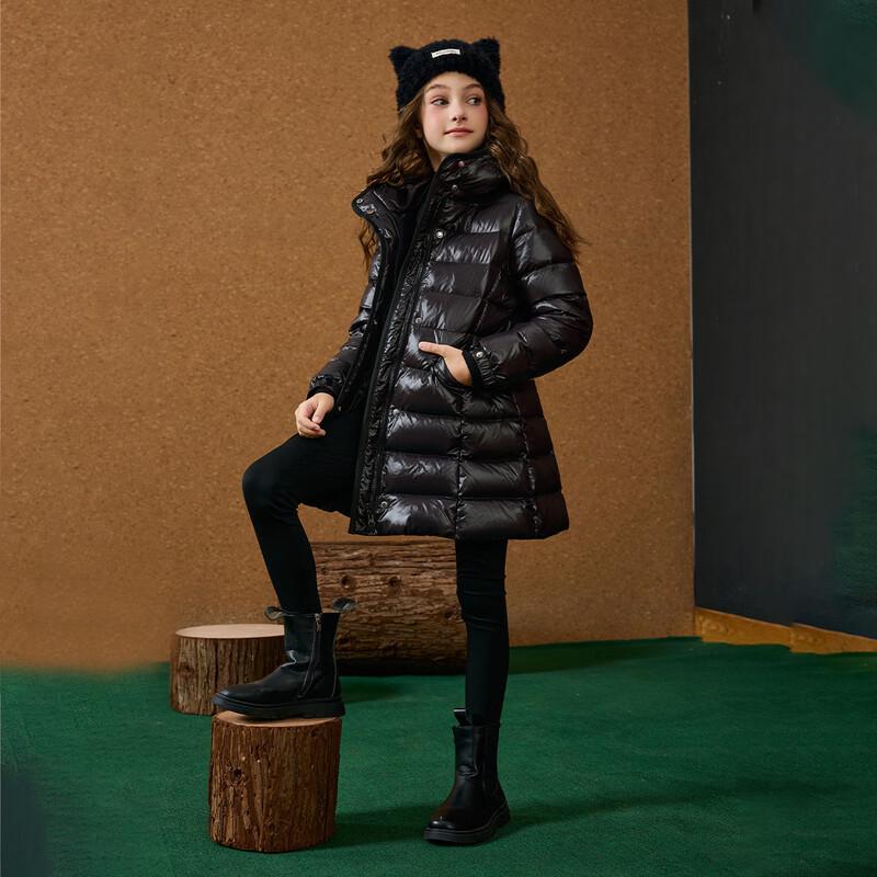 ASK JUNIOR Girls' 90% Down Shiny Waist-cinching Winter Puffer Jacket