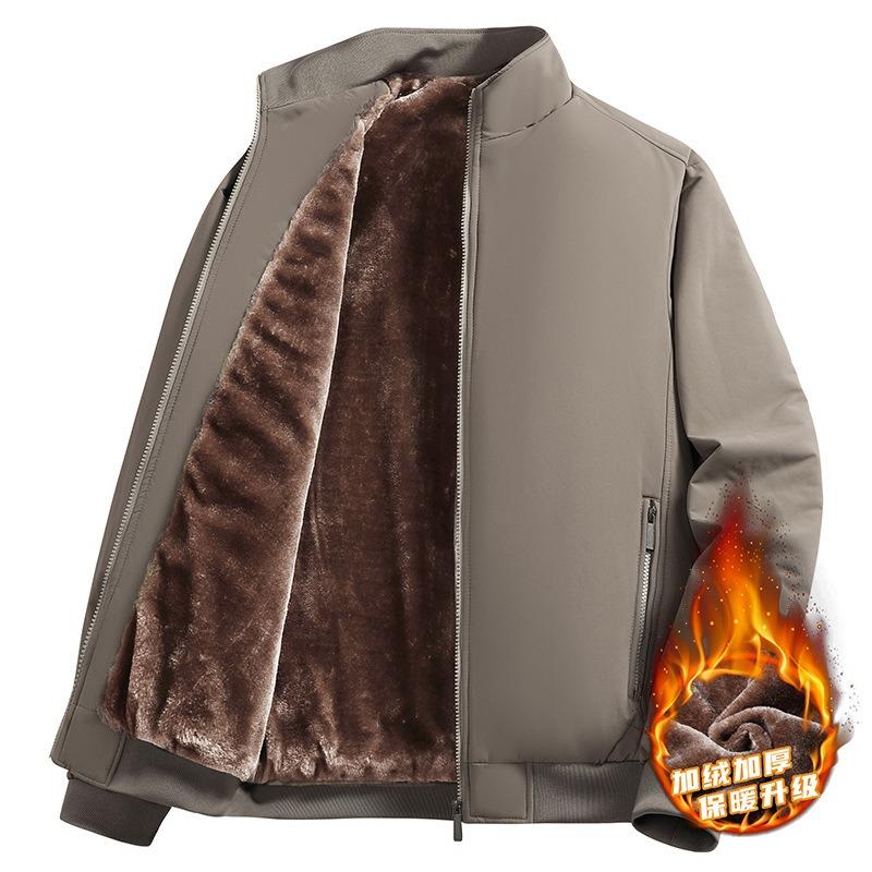 New High-end Executive Clothes Men's Warm Cotton-padded Clothes Medium and Old Autumn and Winter Fleece Thickened Plus Size Jacket