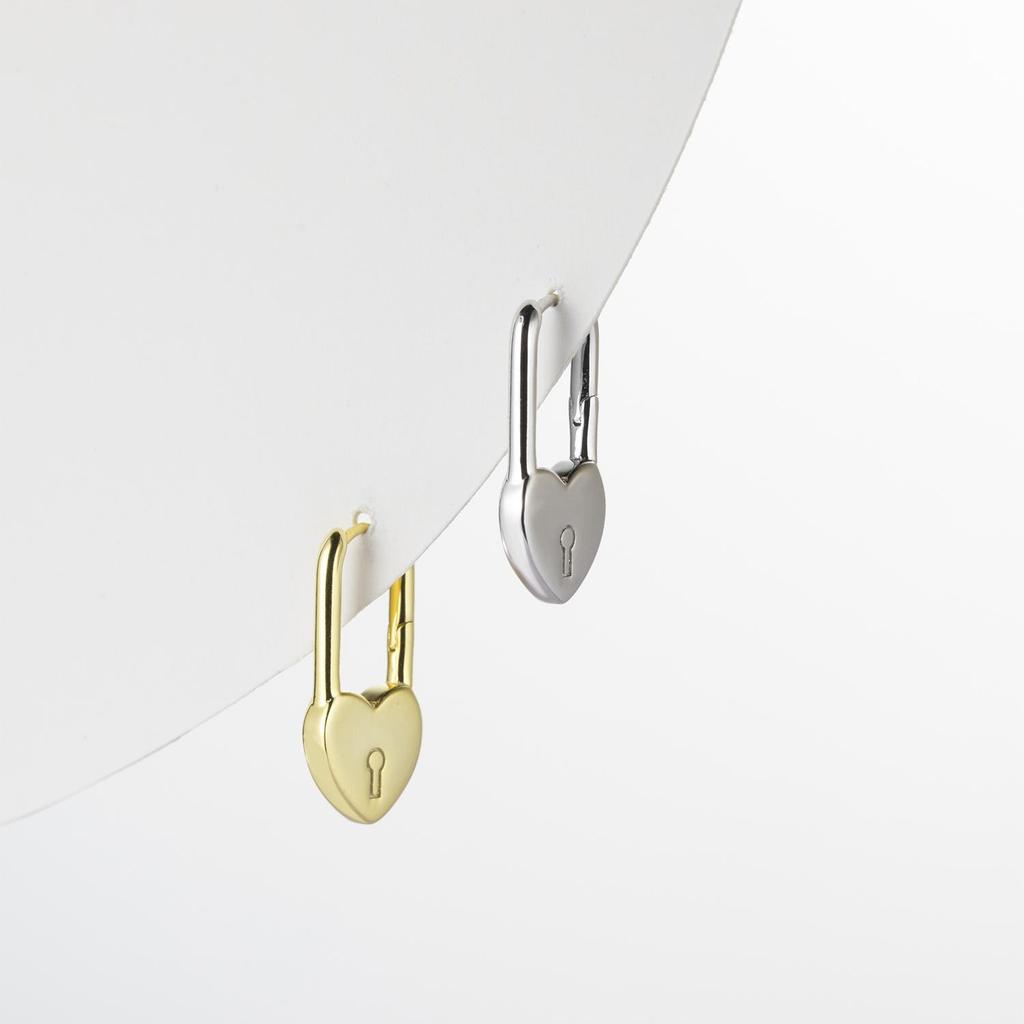 ANDYWEN 100% 925 Sterling Silver Lock Coeur Earring Hoops Clips Piercing Luxury Fine Jewelry Heart Clips Clasp Fine Jewelry