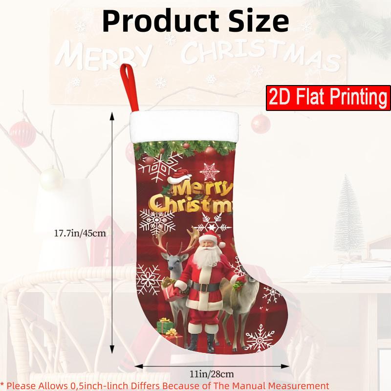 Christmas decoration fireplace hanging stocking1pc Santa Claus with Reindeer-pattern Christmas Gift Socks, Chr
