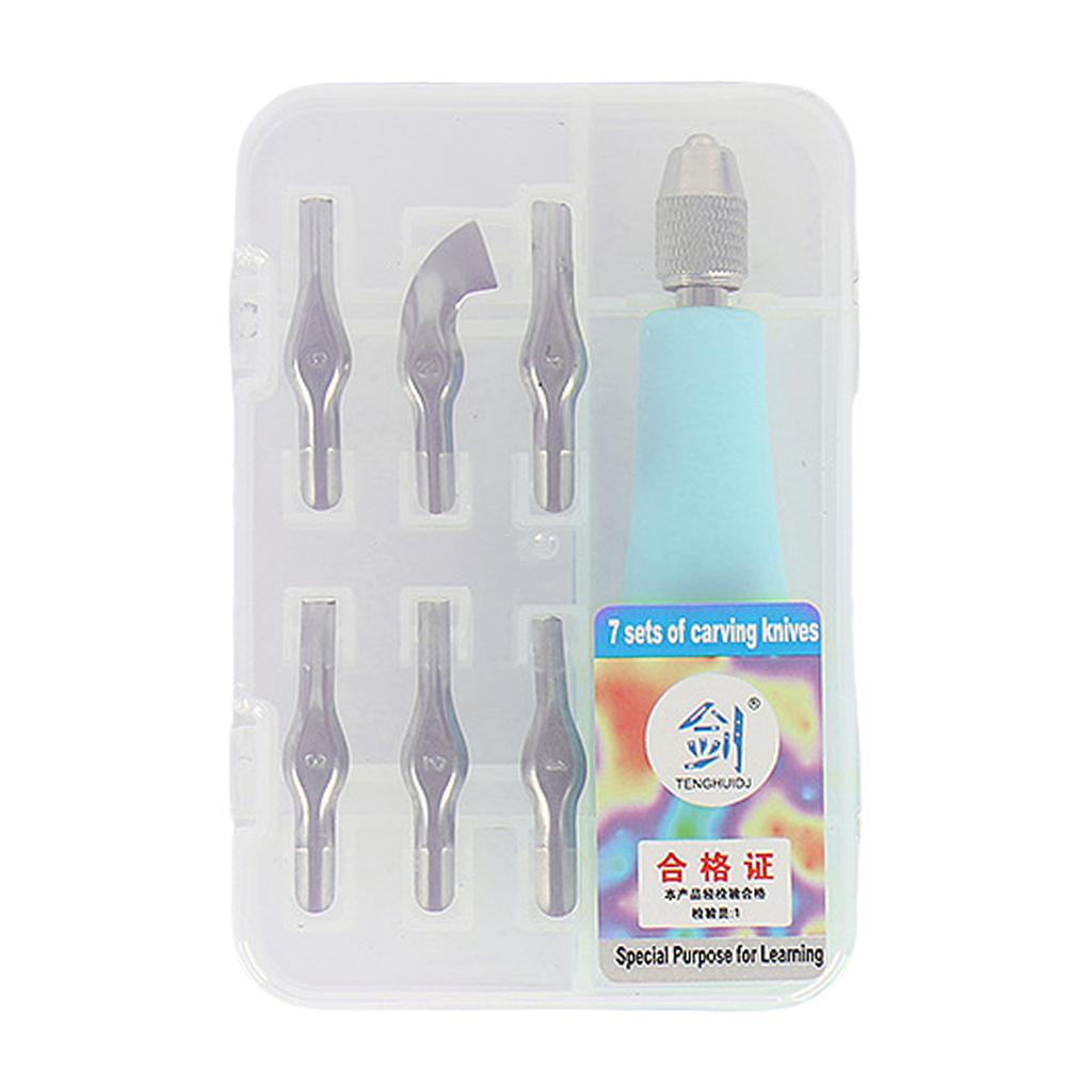 Craft Linoleum Cutter with 6 Size Cutting Head Assorted Lino Cutter Carving Tool For Block Printing And Craft Project