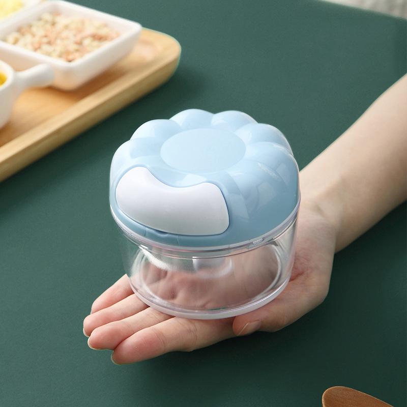 Pull String Manual Food Chopper, Garlic Onion Vegetable Mincer Grinder with Stainless Steel Blades, Hand-Powered Kitchen Seasoning Tool