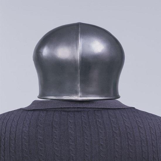 Black Barbuta Helmet  18g Steel Medieval Knight Armor, LARP Cosplay Reenactment Visor Helmet