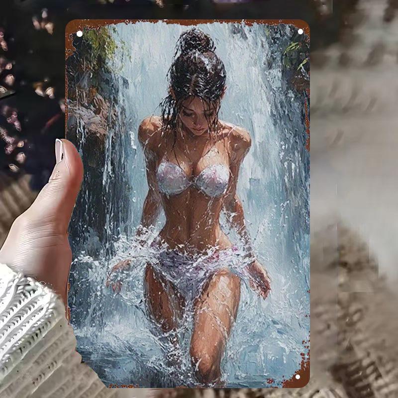 Metallschild x Zoll Wasserfall Spritzer Schönheit D Art Langlebig Rostfrei Außenwanddekor Einfach aufzuhängen