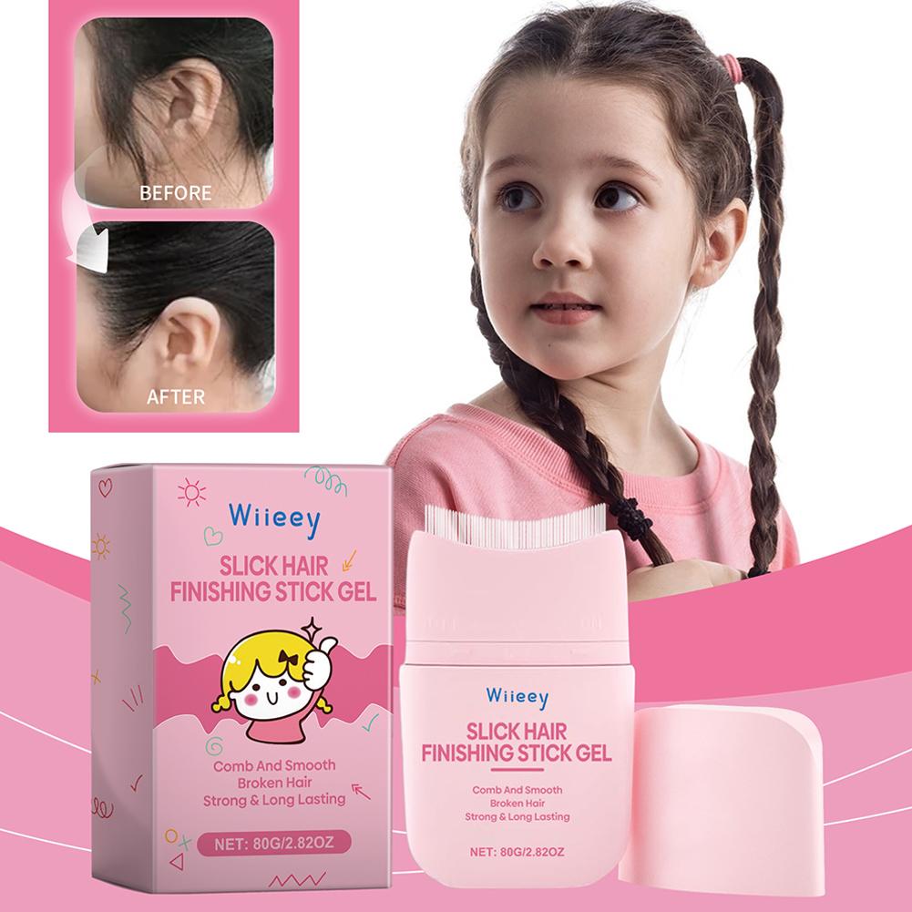 Hair Styling Gel For Kids, Childrens Hair Wax Stick Built-in Comb 2-in-1 Hair Finishing Stick, Natural Refreshing Non-Greasy