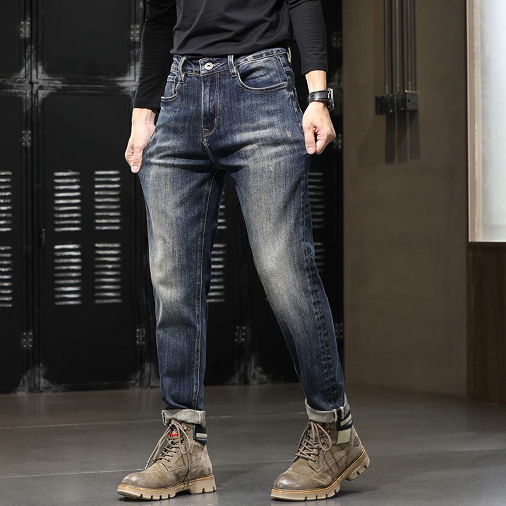 Elastic jeans men's American classic retro new loose straight trendy pants men's casual denim trousers men