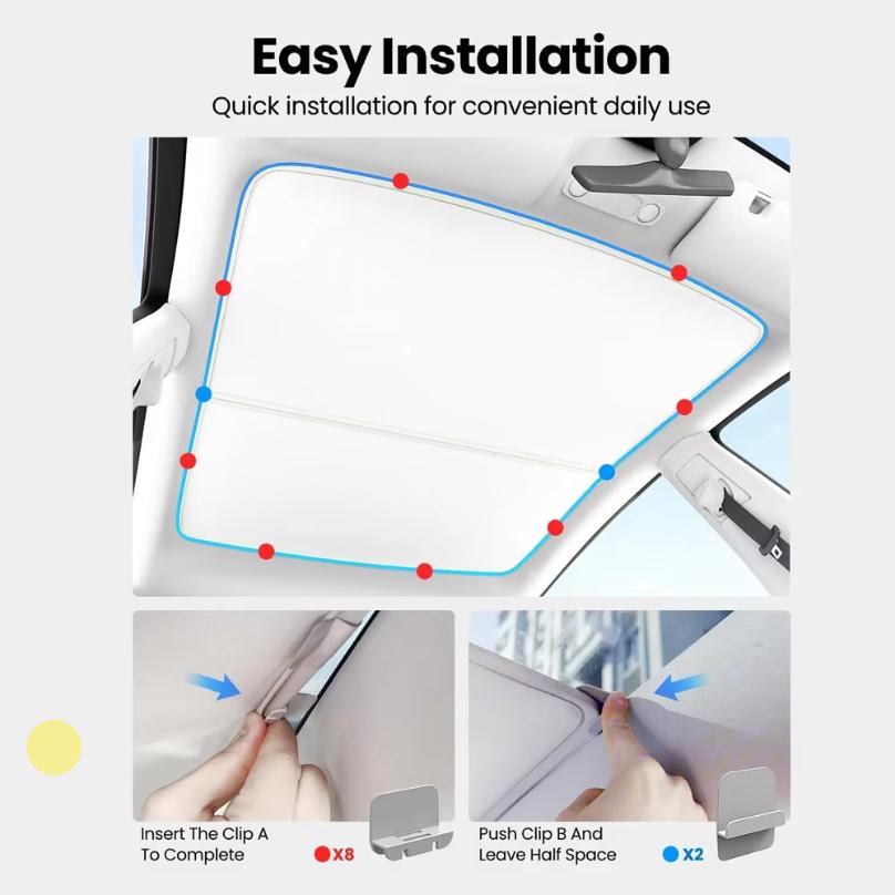S For Tesla Model 3Y3 HighlandY Juniper Ice Cloth Buckle Shades For Glass Roof Front & Rear Sunroof Skylight Sunshade