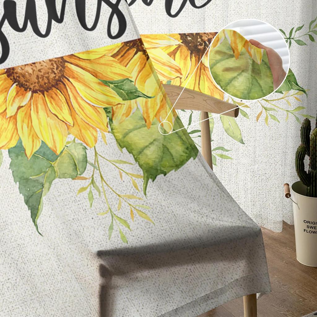 Aquarell-Blumen-Sonnenblumen-Bienen-Fenster-Tüllvorhänge für Wohnzimmer, Küche, moderne Fensterbehandlungen, Voile-Vorhänge