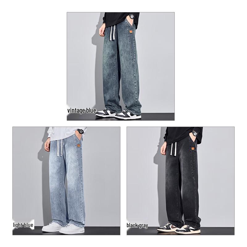 Men's American Retro Loose-Fit Straight-Leg Denim Jeans